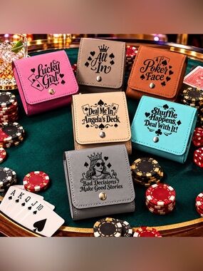 NEW Leatherette Customized Playing Card Holder Pick one